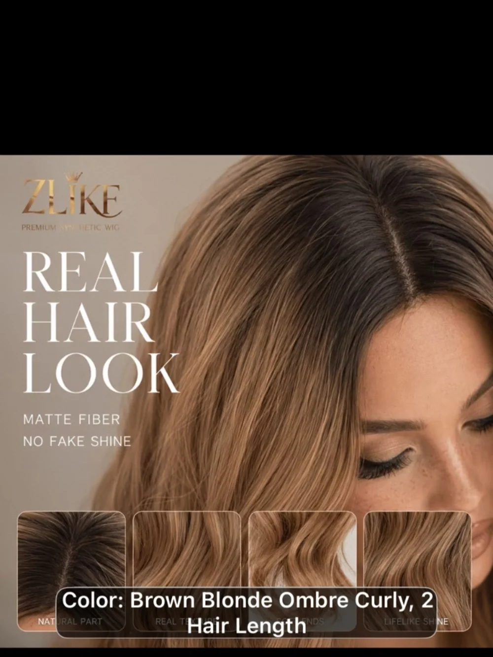 Ombre Brown to Honey Blonde Long Curly Synthetic Wig, Glueless Heat Resistant .